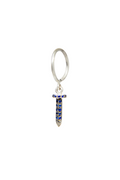 The Nail in Blue Sapphire - 18K white gold hoop earrings and a nail charm with a blue sapphire