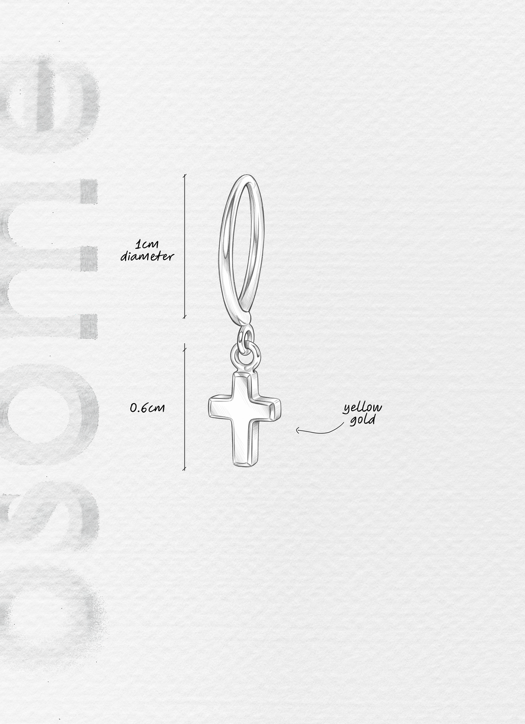 The Mini Cross - 18K yellow gold hoop earrings and a mini cross charm