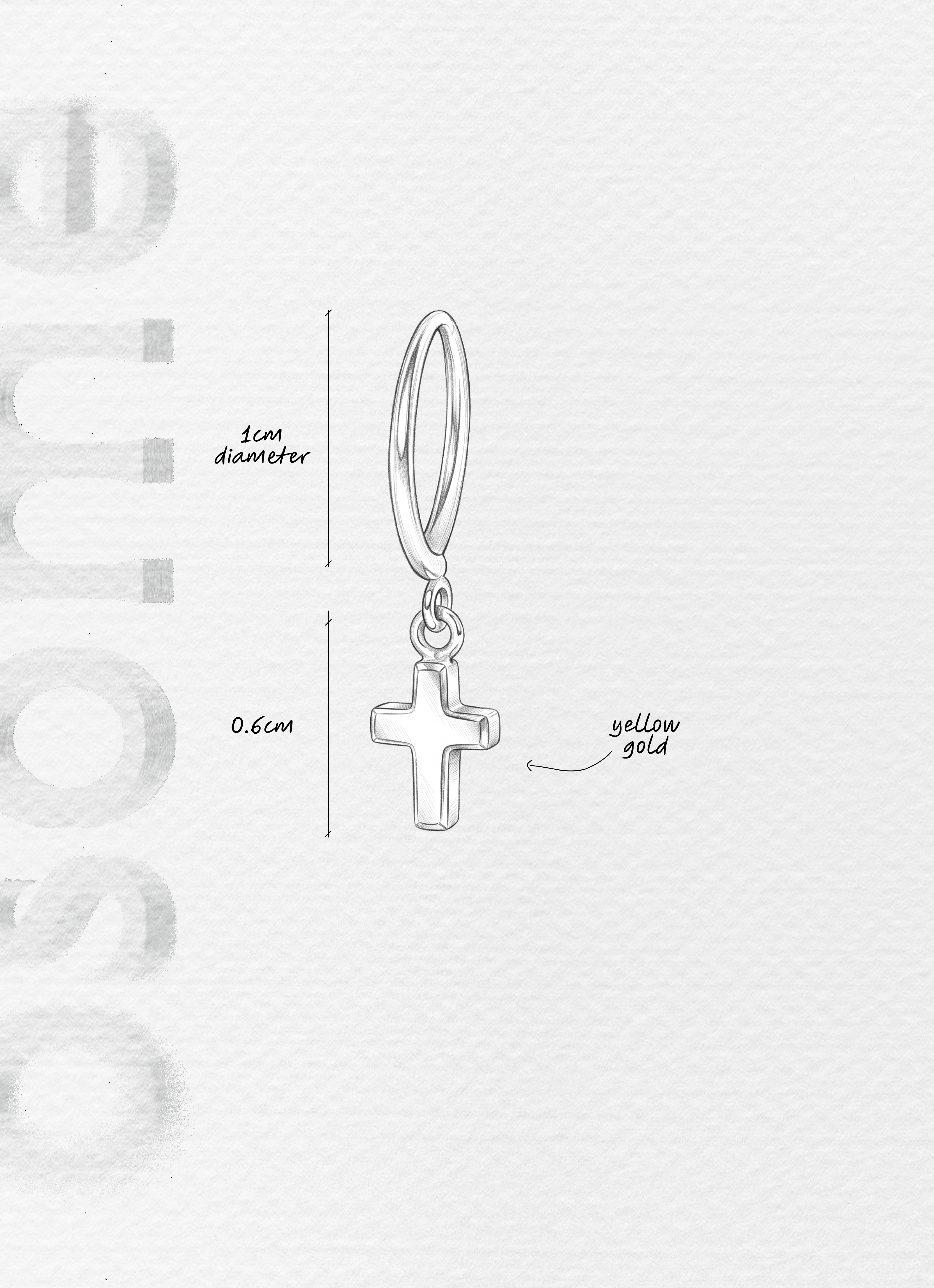 The Mini Cross - 18K yellow gold hoop earrings and a mini cross charm