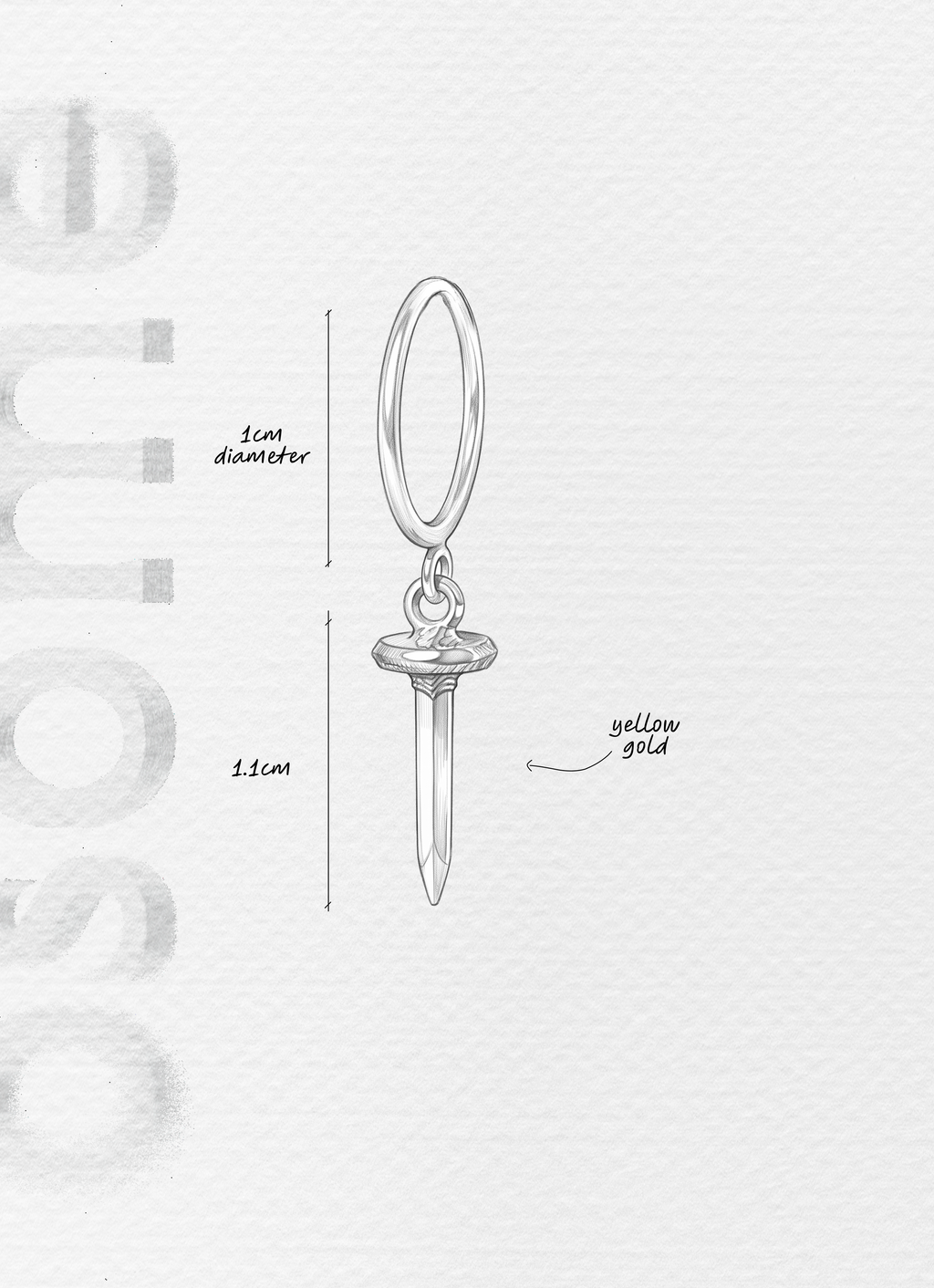 The Nail - 18K yellow gold hoop earrings and a nail charm