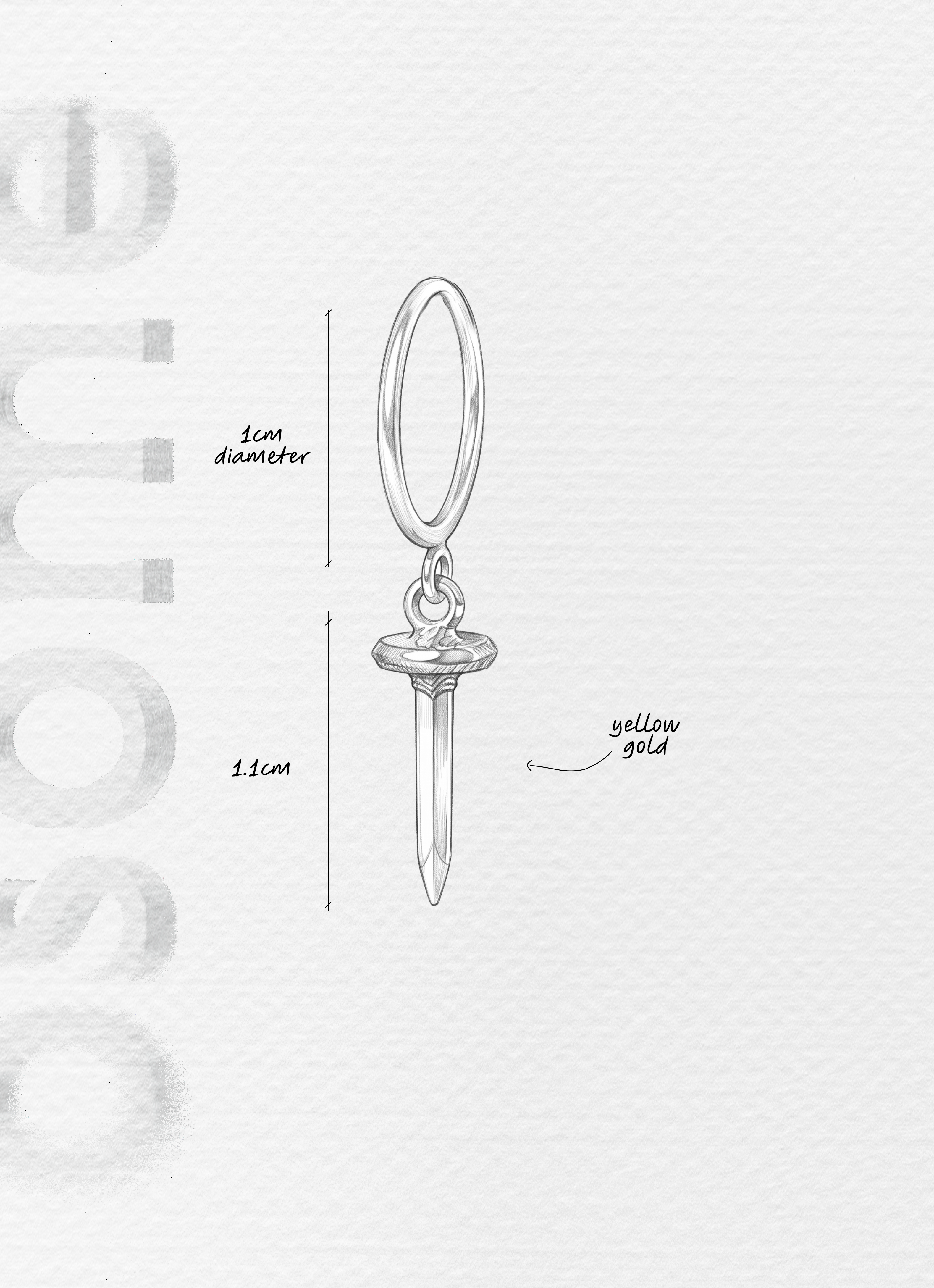 The Nail - 18K yellow gold hoop earrings and a nail charm