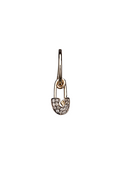 The Safety Pin in White Diamonds - 18K yellow gold hoop earrings and a safety pin charm with brown diamonds pavé