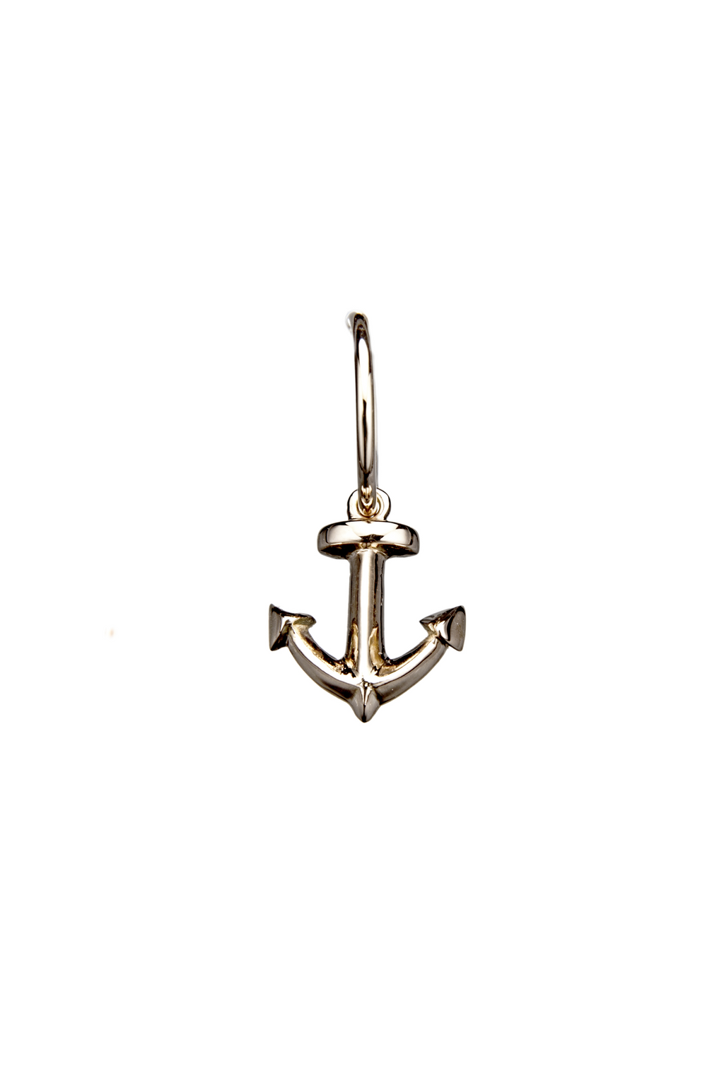 The Anchor - 18K yellow gold hoop earrings and an anchor charm