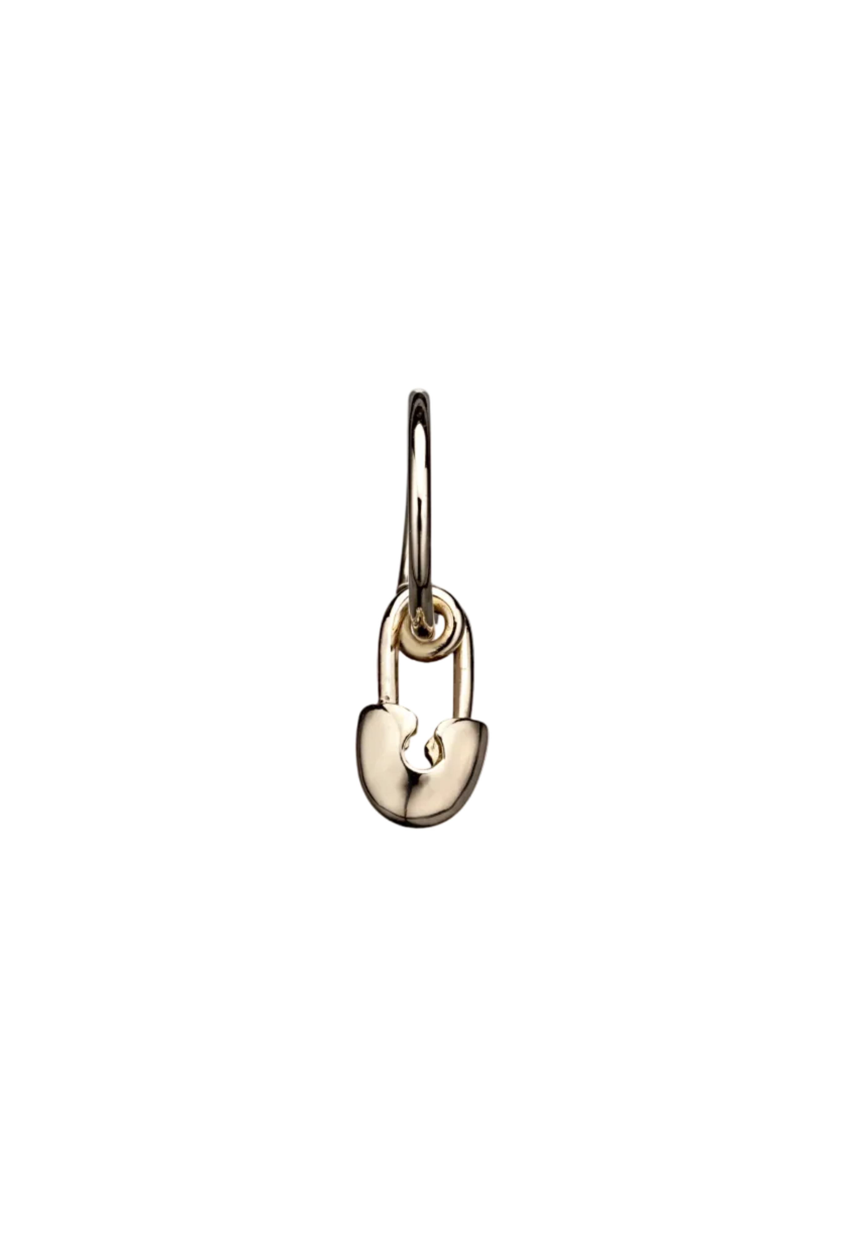 The Safety Pin - 18K yellow gold hoop earrings and a safety pin charm