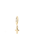The Mini Cross - 18K yellow gold hoop earrings and a mini cross charm