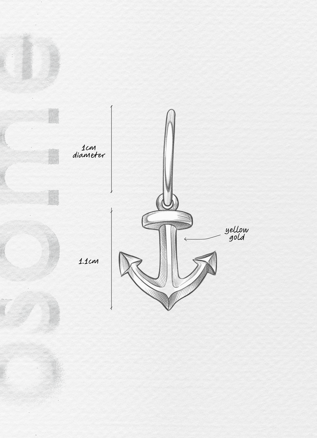 The Anchor - 18K yellow gold hoop earrings and an anchor charm