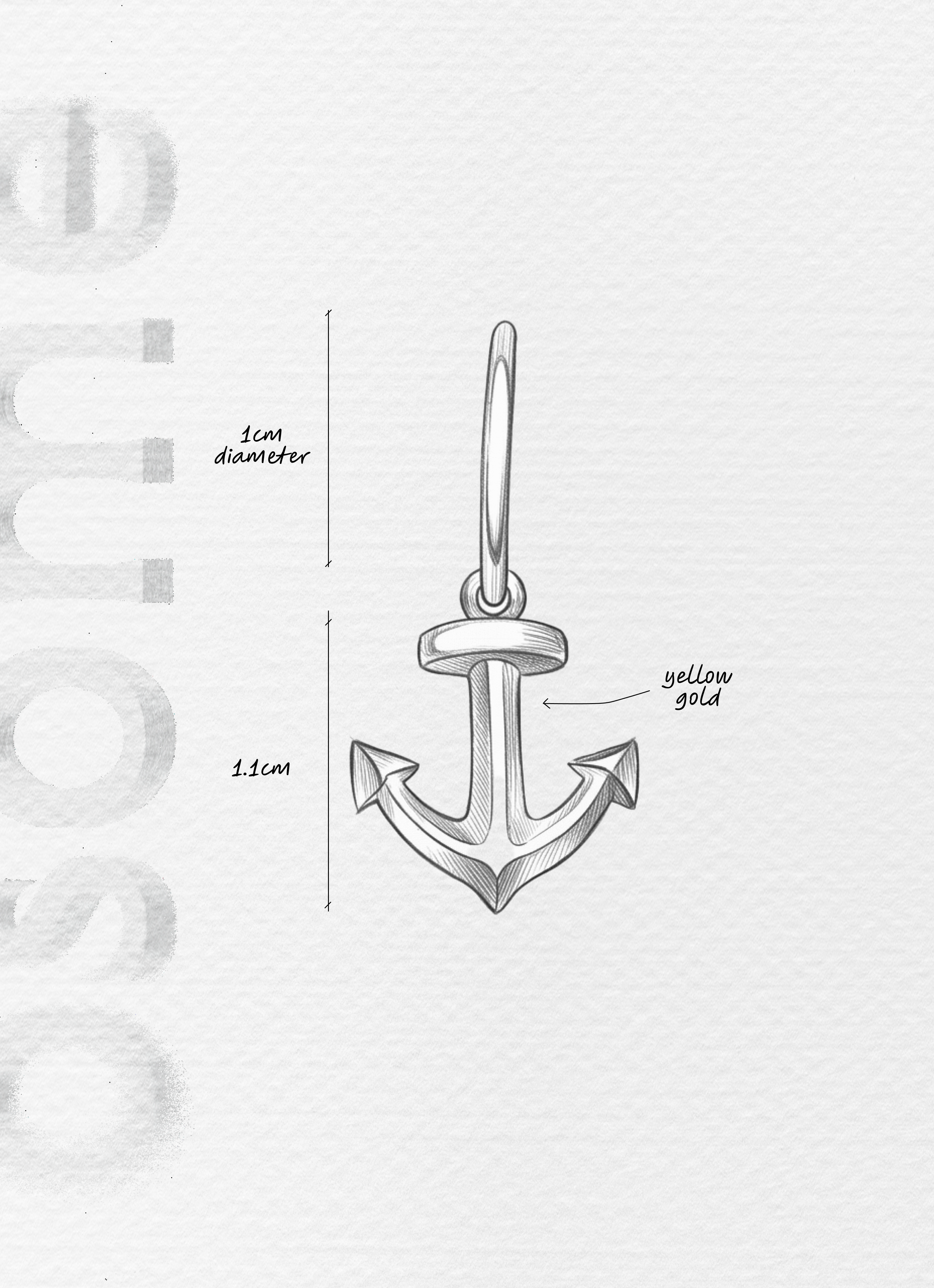 The Anchor - 18K yellow gold hoop earrings and an anchor charm