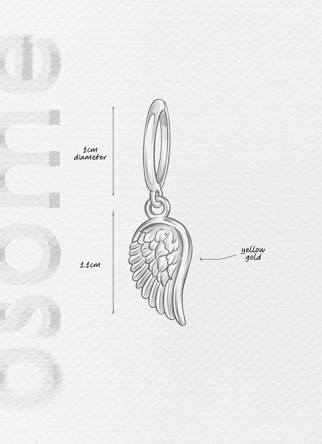 The Wing -18K yellow gold hoop earrings and a wing charm