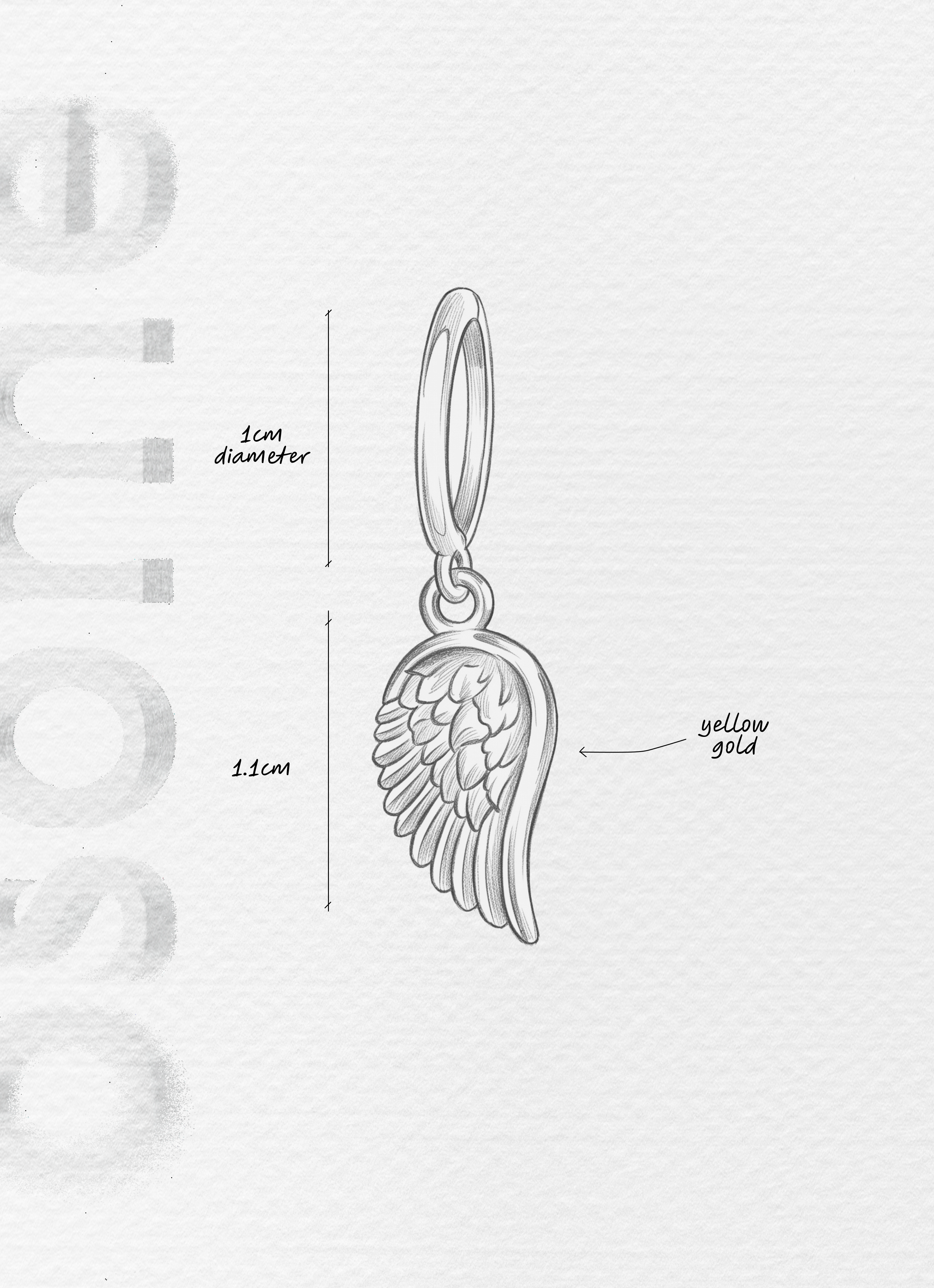 The Wing -18K yellow gold hoop earrings and a wing charm