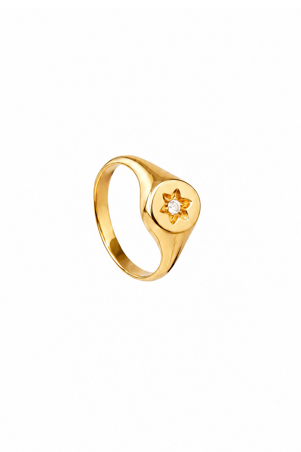 The Signet with Diamond - 18K yellow gold chevalier white diamond