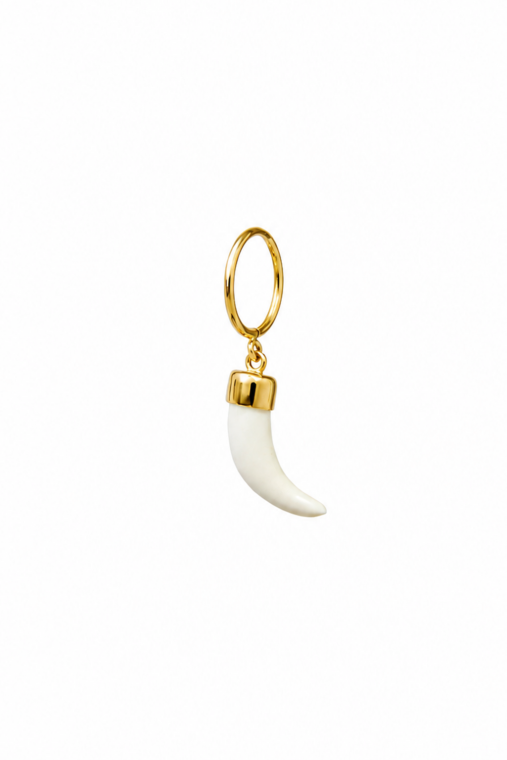 The Claw with White Agate - 18K yellow gold hoop earrings and a white agate claw charm