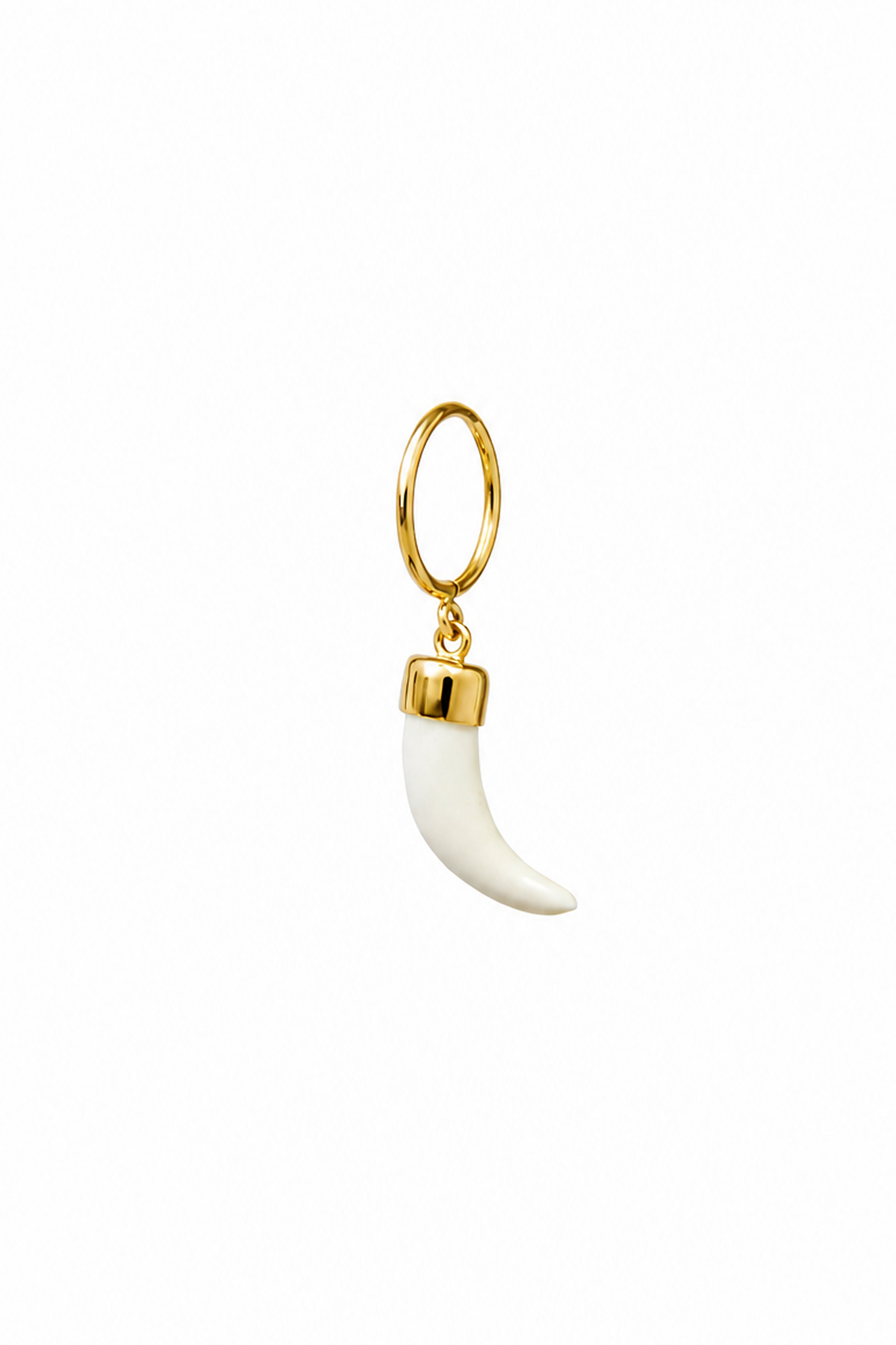 The Claw with White Agate - 18K yellow gold hoop earrings and a white agate claw charm