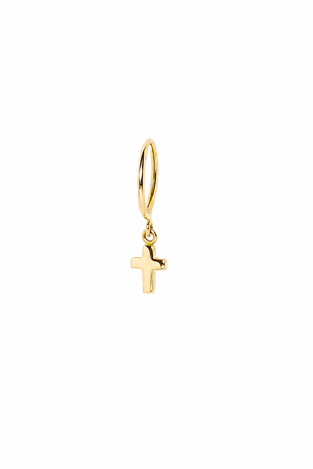 The Mini Cross - 18K yellow gold hoop earrings and a mini cross charm