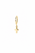 The Mini Cross - 18K yellow gold hoop earrings and a mini cross charm
