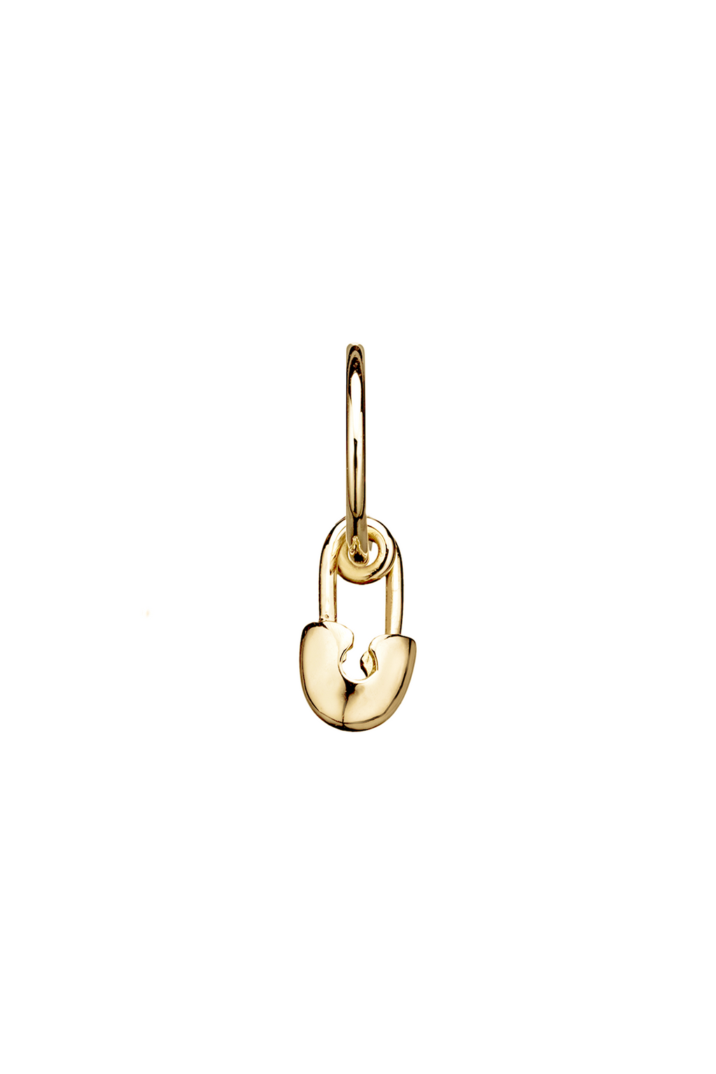 The Safety Pin - 18K yellow gold hoop earrings and a safety pin charm