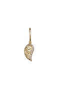 The Wing with White Diamonds - 18K yellow gold hoop earrings and a yellow gold wing charm with diamonds