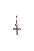 The Cross with Lilac Sapphires - 18K yellow gold hoop earrings and a cross charm with lilac sapphires