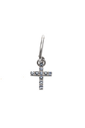 The Cross with Light Blue Sapphires - 18K white gold hoop earrings and a cross charm with light blue sapphires